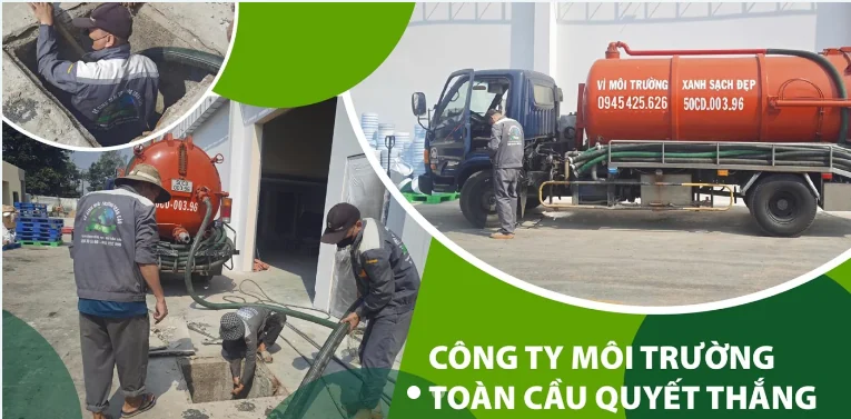 Đội thi công hút hầm cầu tại nhà xưởng